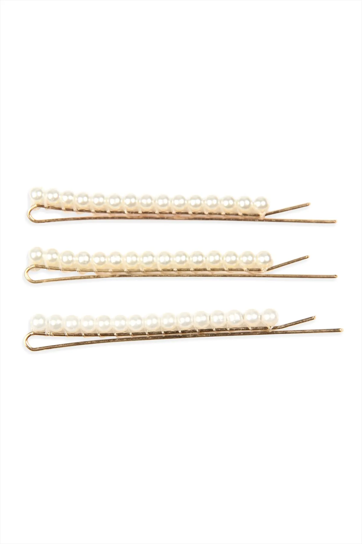 15 Pieces Glass Pearl Hair Pink Gold Cream - Pack of 6