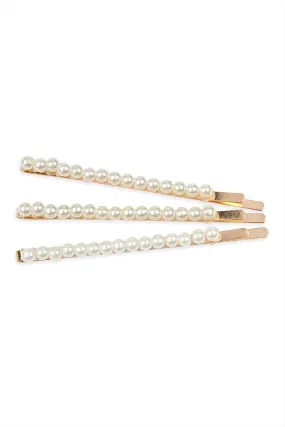 15 Pieces Glass Pearl Hair Pink Gold Cream - Pack of 6