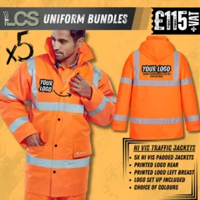 5x Hi Vis Insulated Jackets With Printed Logo