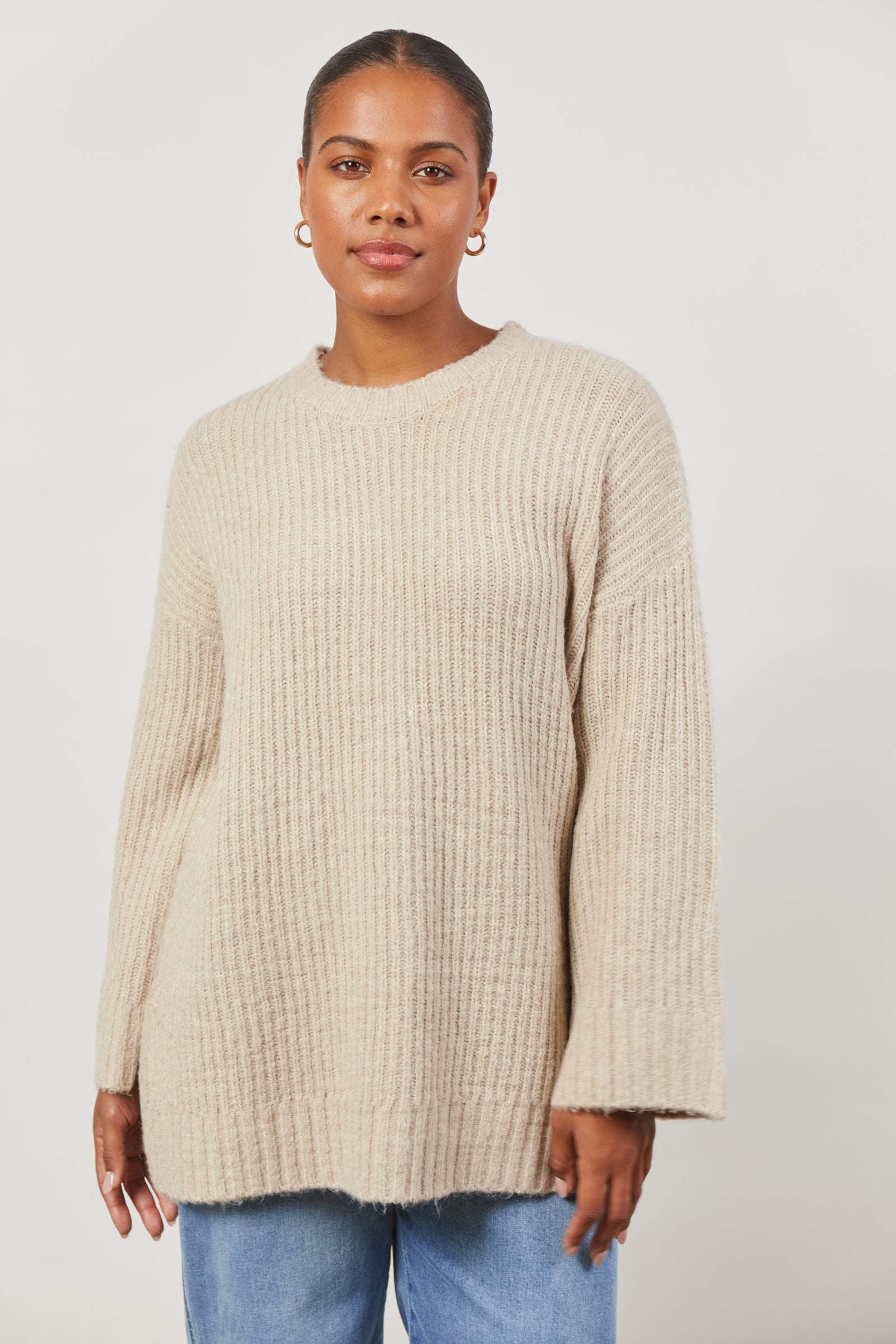 Avenue Oversized Jumper - Buff