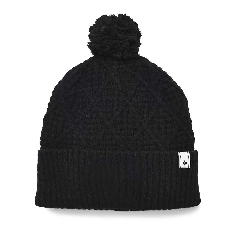 Black Diamond Cable Cuff Pom Beanie | Hats & Caps | BananaFingers