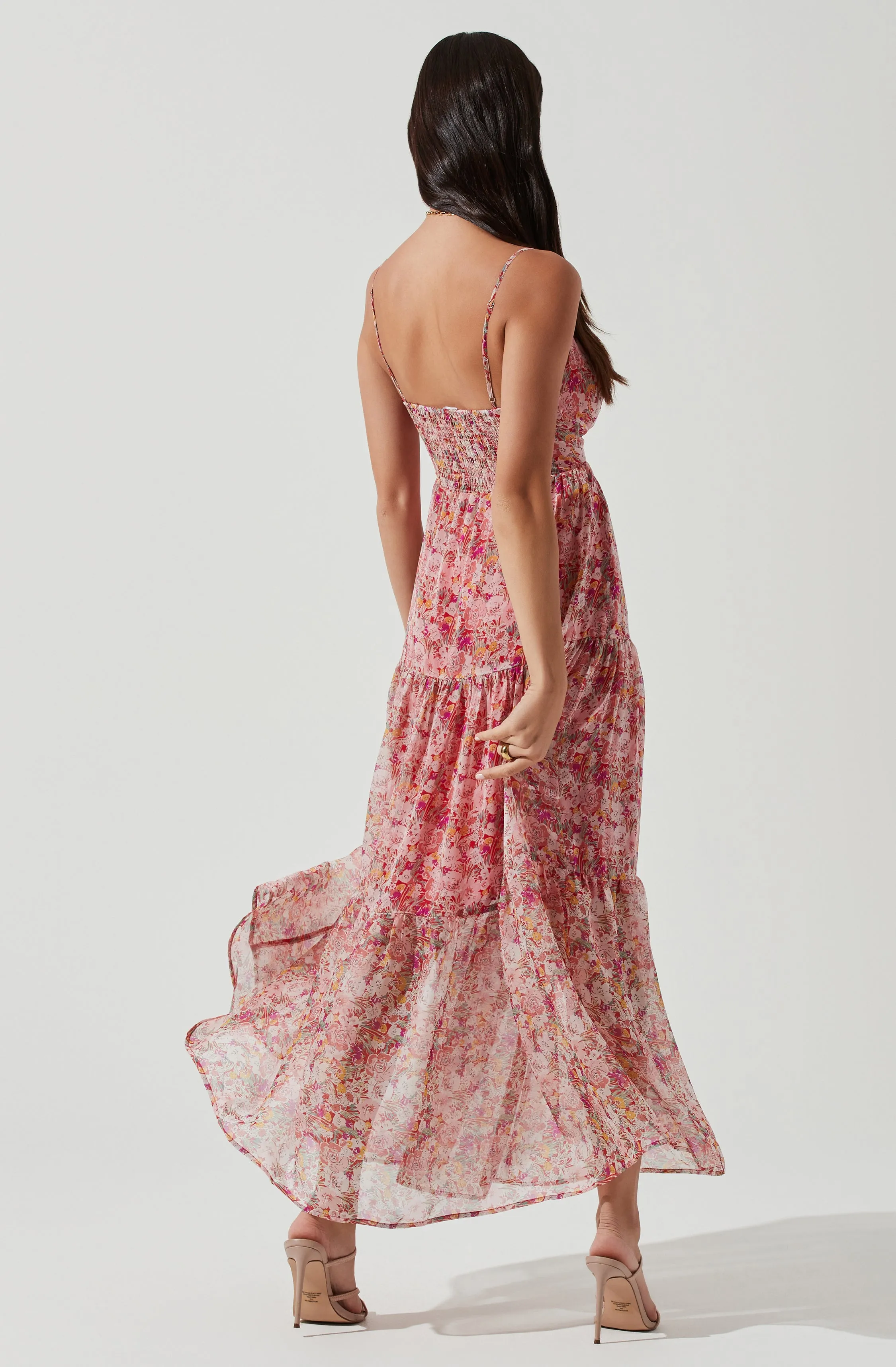 Brandy Floral Cinched Front Cutout Maxi Dress