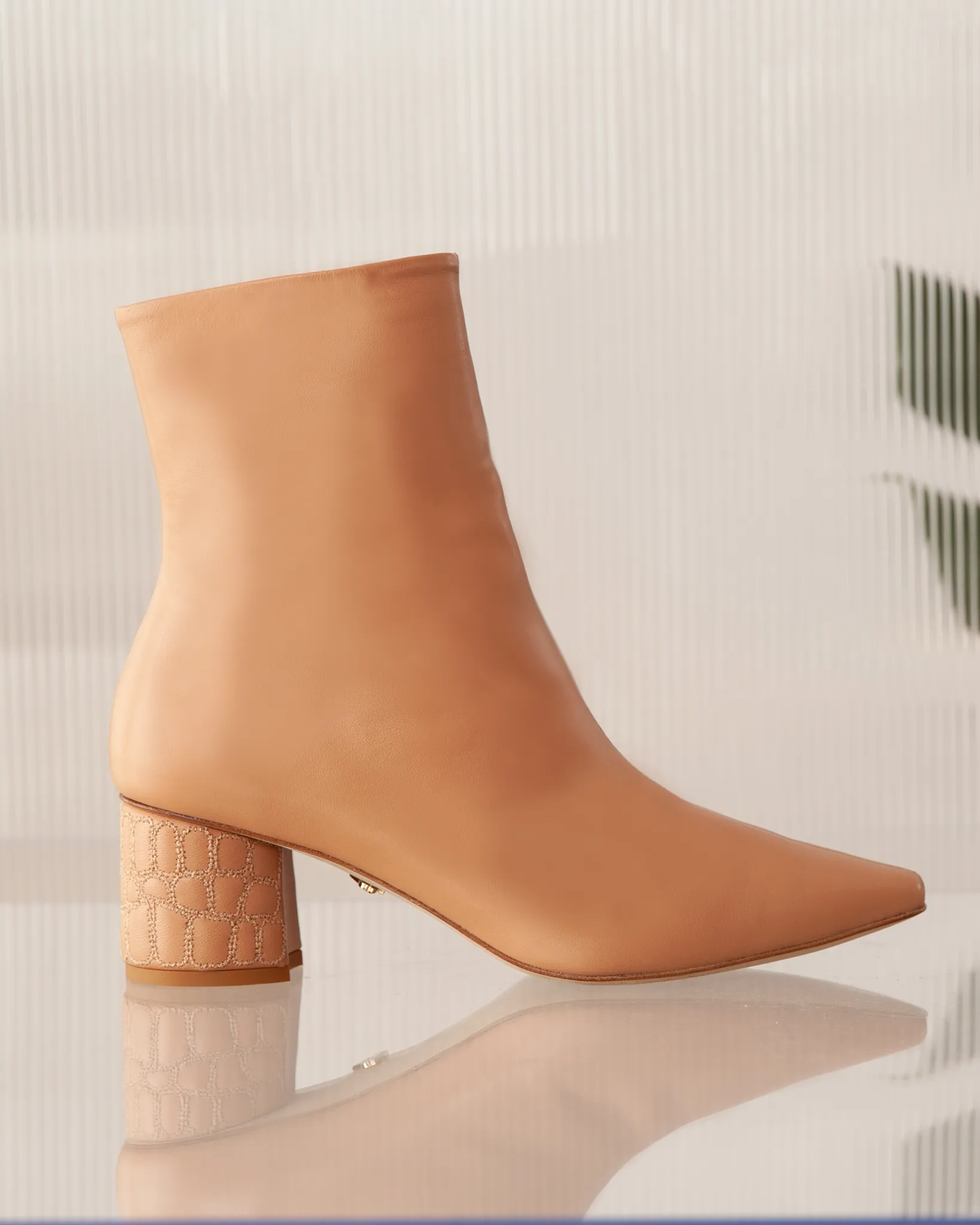 Croc Heel Boot 55 Tan Leather