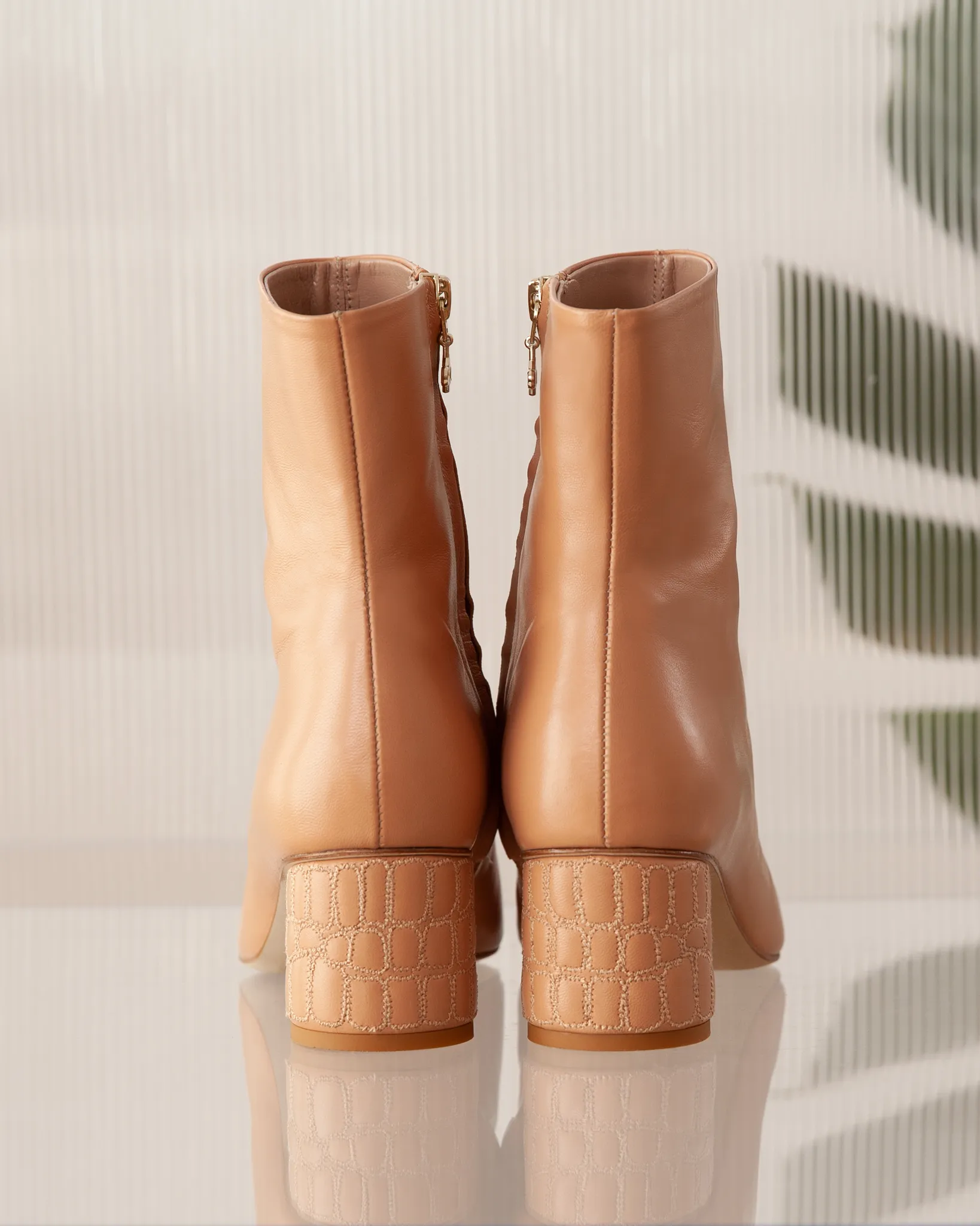 Croc Heel Boot 55 Tan Leather