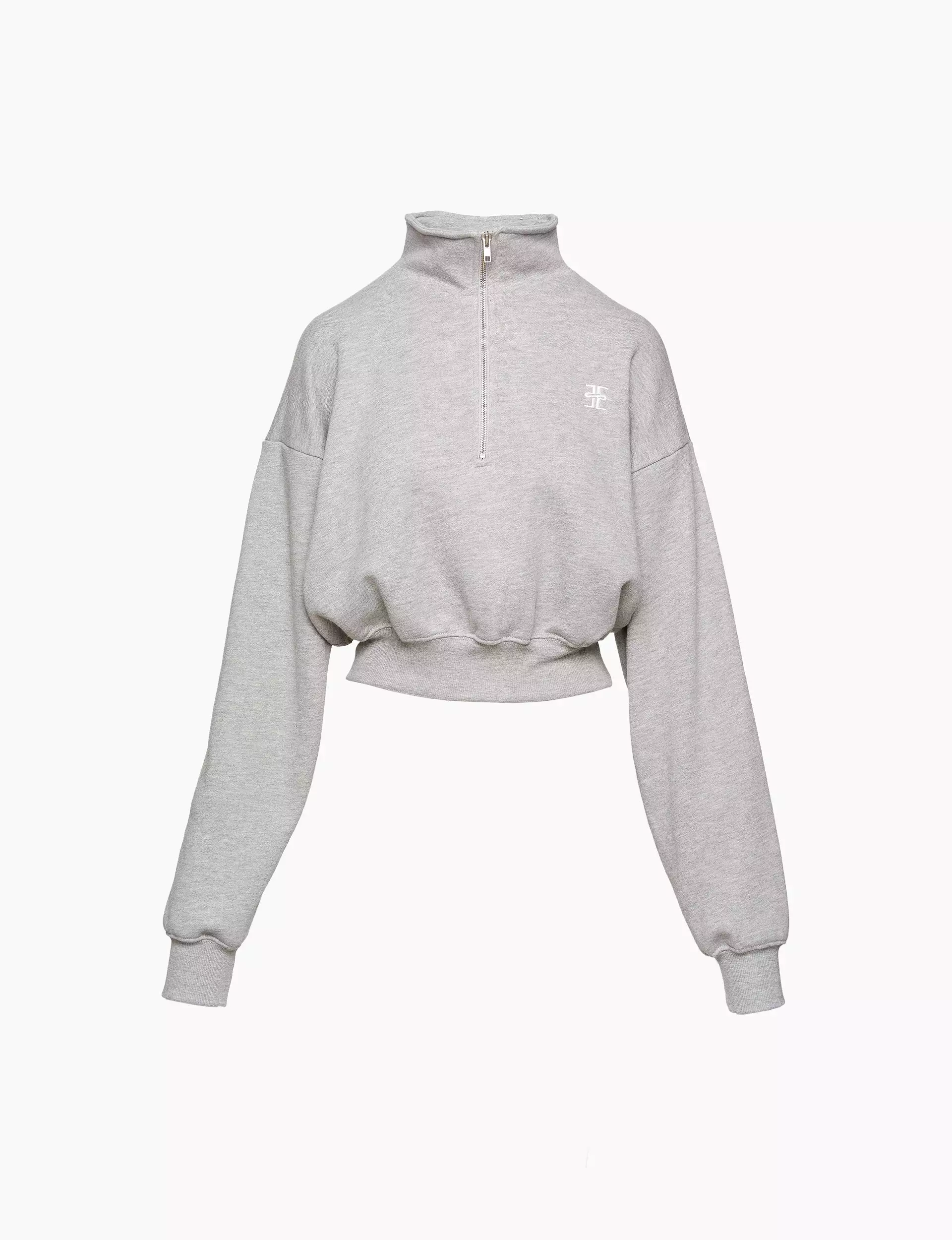 Cropped Half-Zip Sweatshirt