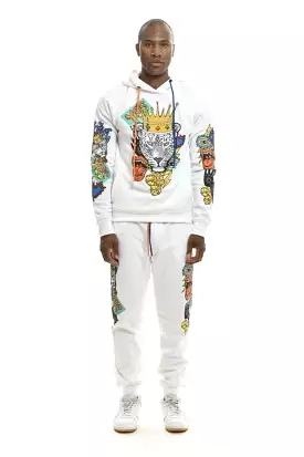 Crown Leopard Embroidery Fleece Tracksuits