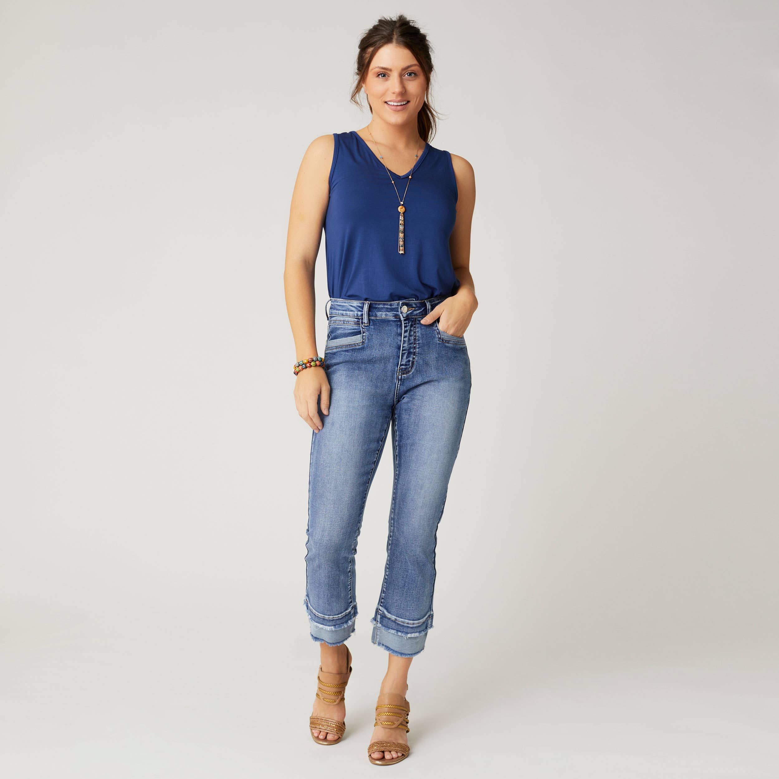 Everstretch Boyfriend Capri Jeans with Contrast Bottom