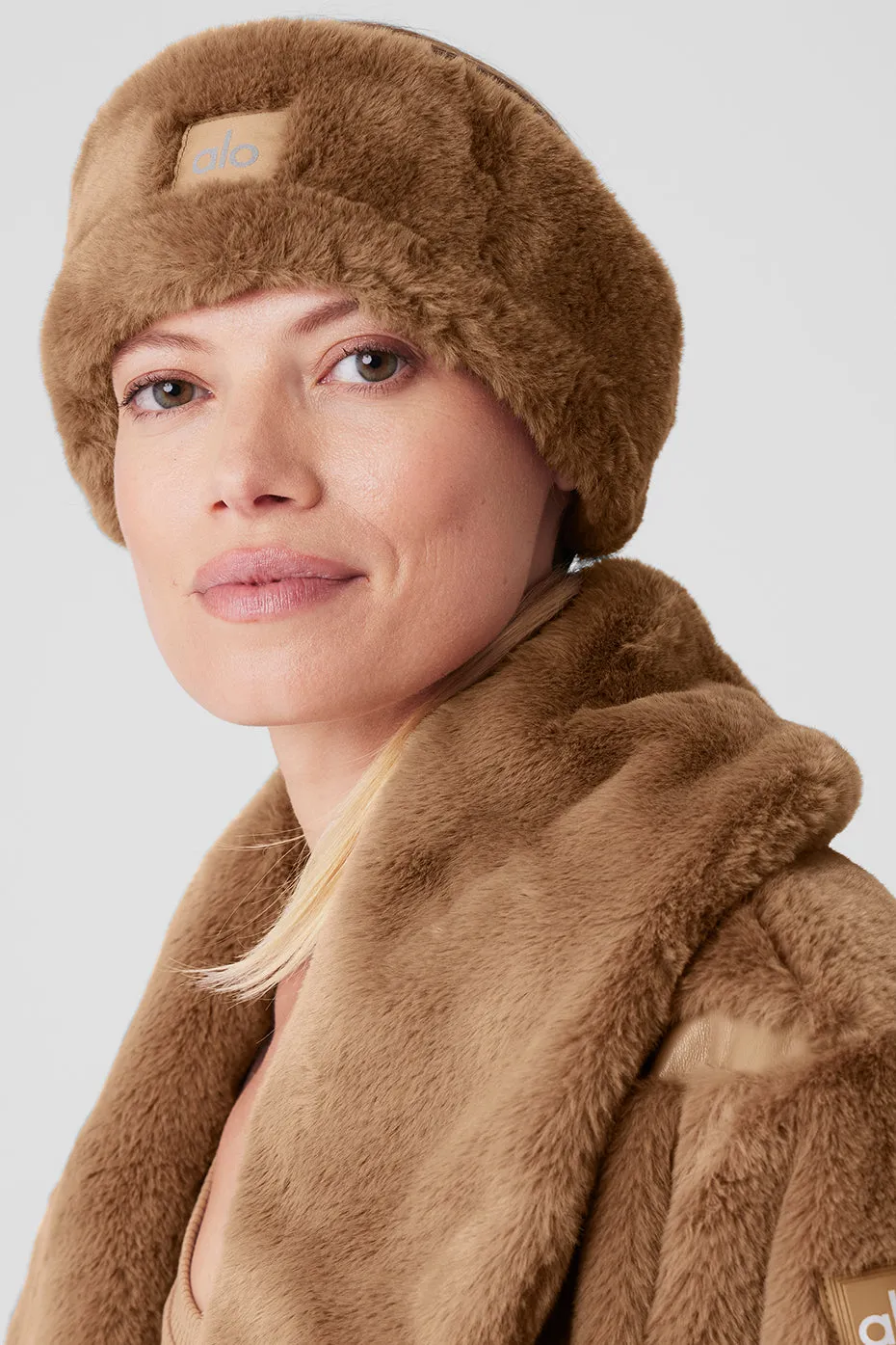 Faux Fur Ear Warmers - Toasted Almond