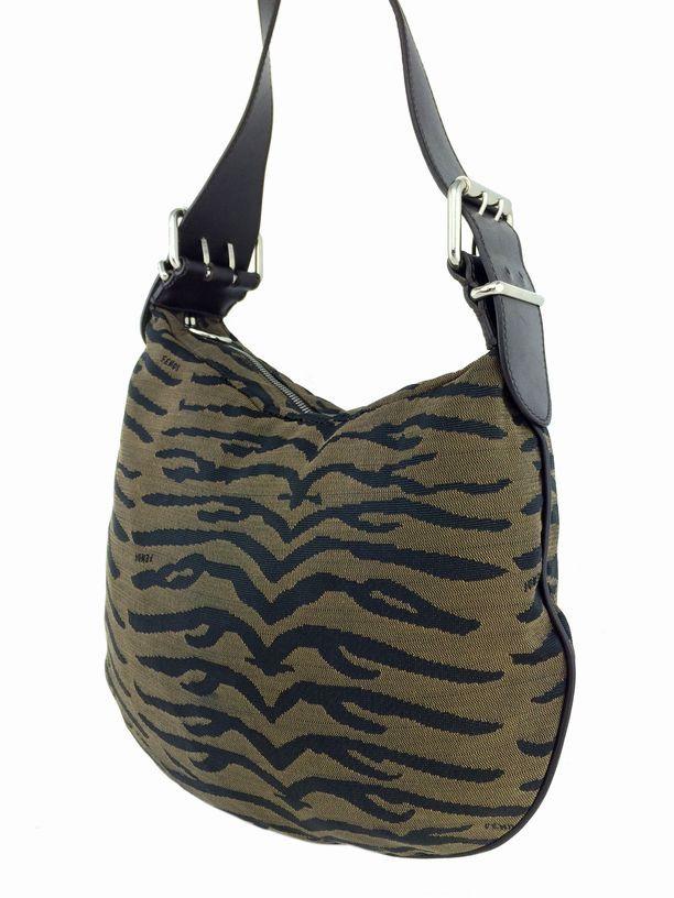 Fendi Animal Print Canvas Medium Shoulder Bag