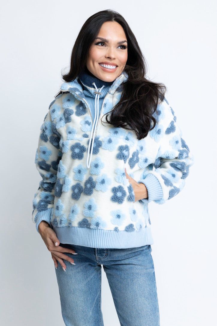 Floral Retro Fleece Pullover