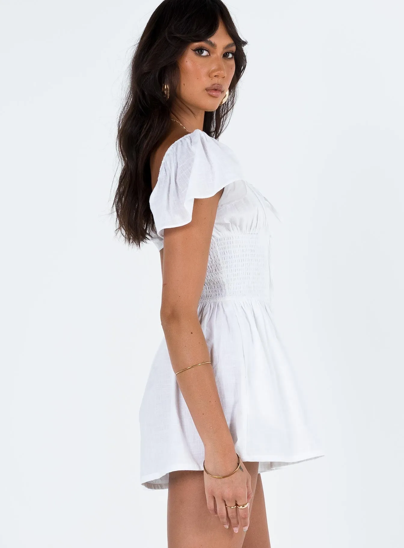 Front Row Romper Plain White