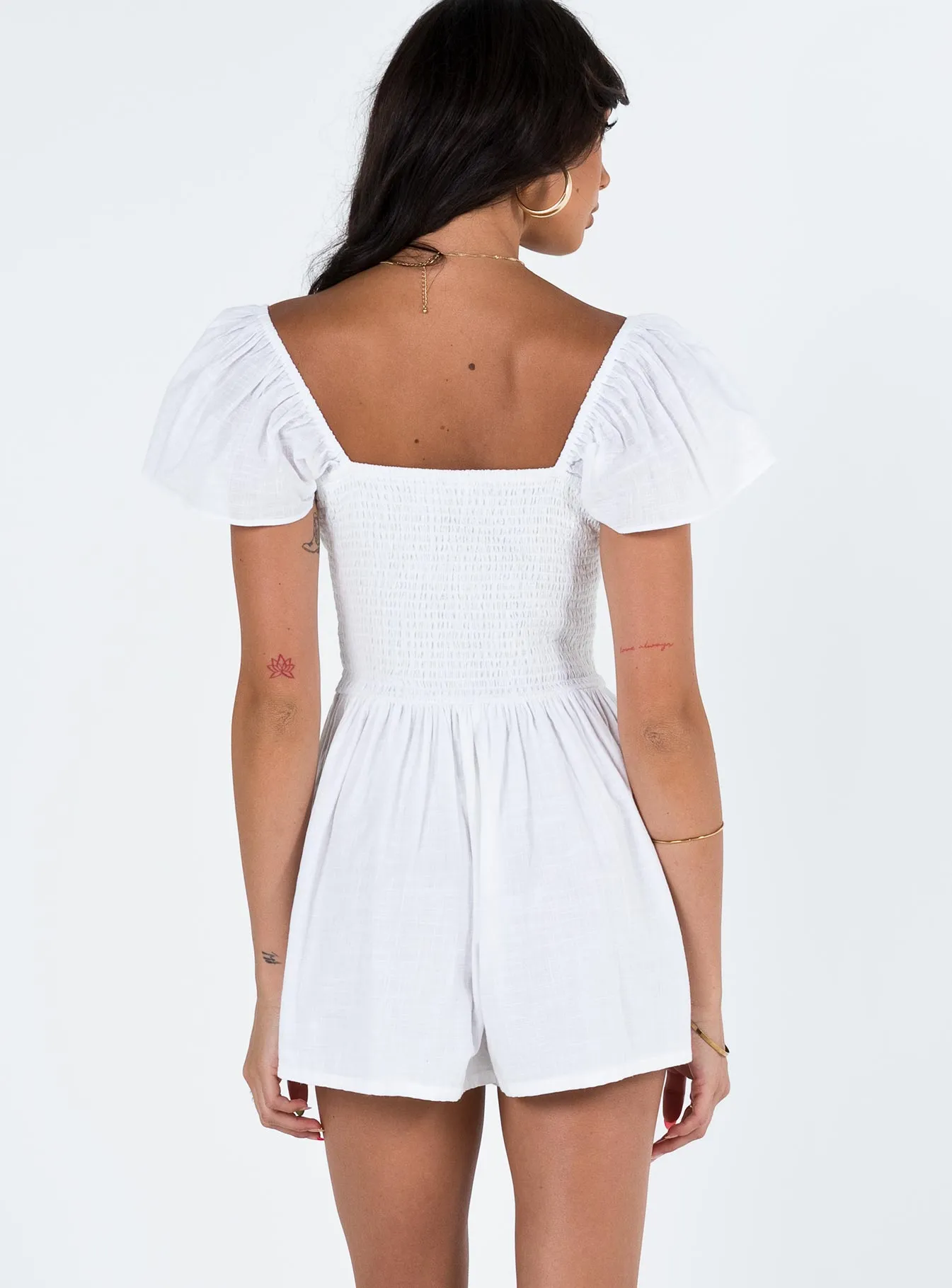 Front Row Romper Plain White