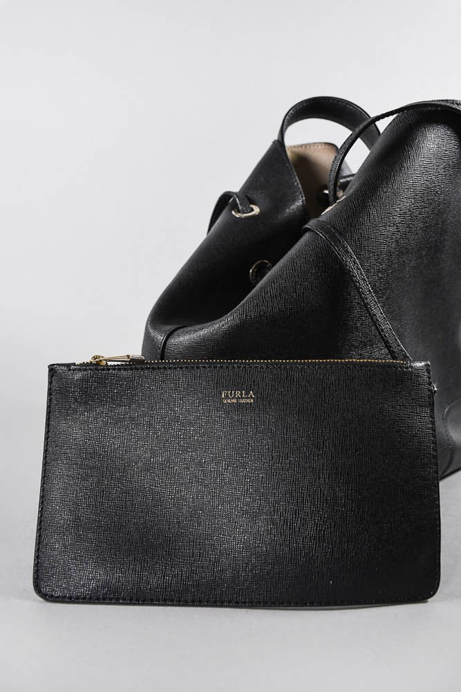 Furla Black Bucket Bag w/ Strap