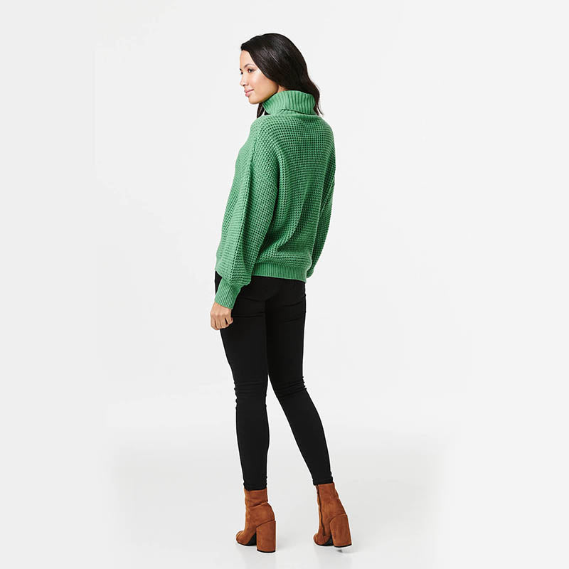 Green Long Sleeve Polo Neck