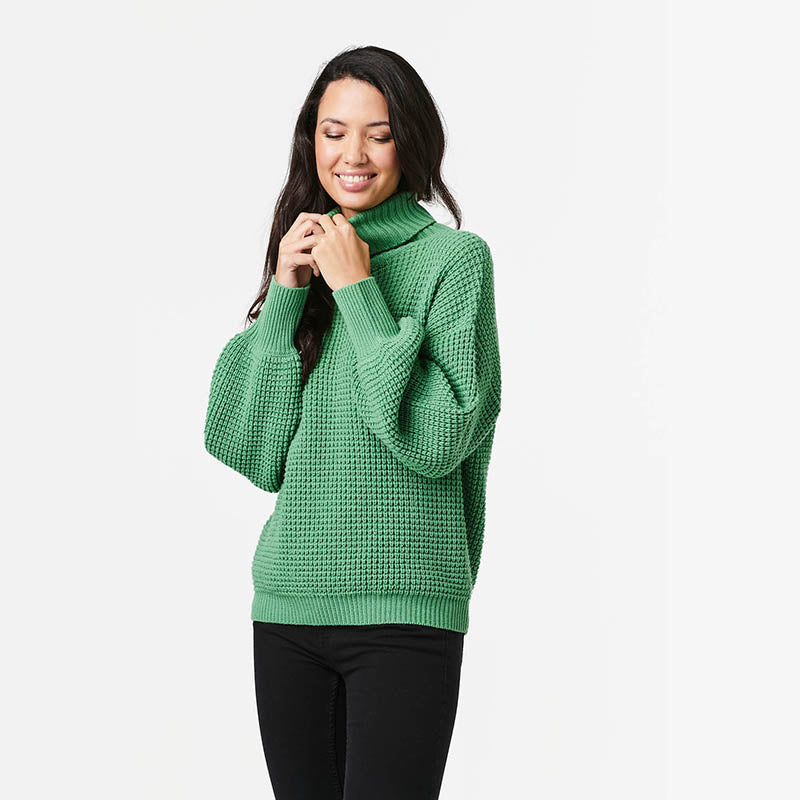 Green Long Sleeve Polo Neck