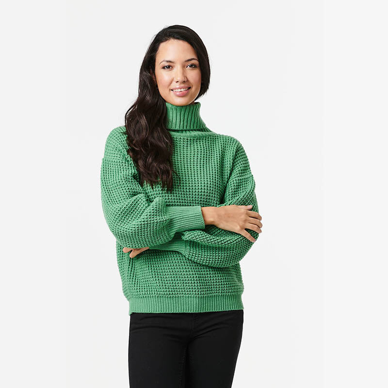 Green Long Sleeve Polo Neck