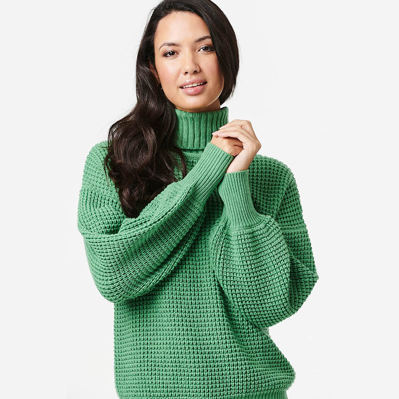 Green Long Sleeve Polo Neck