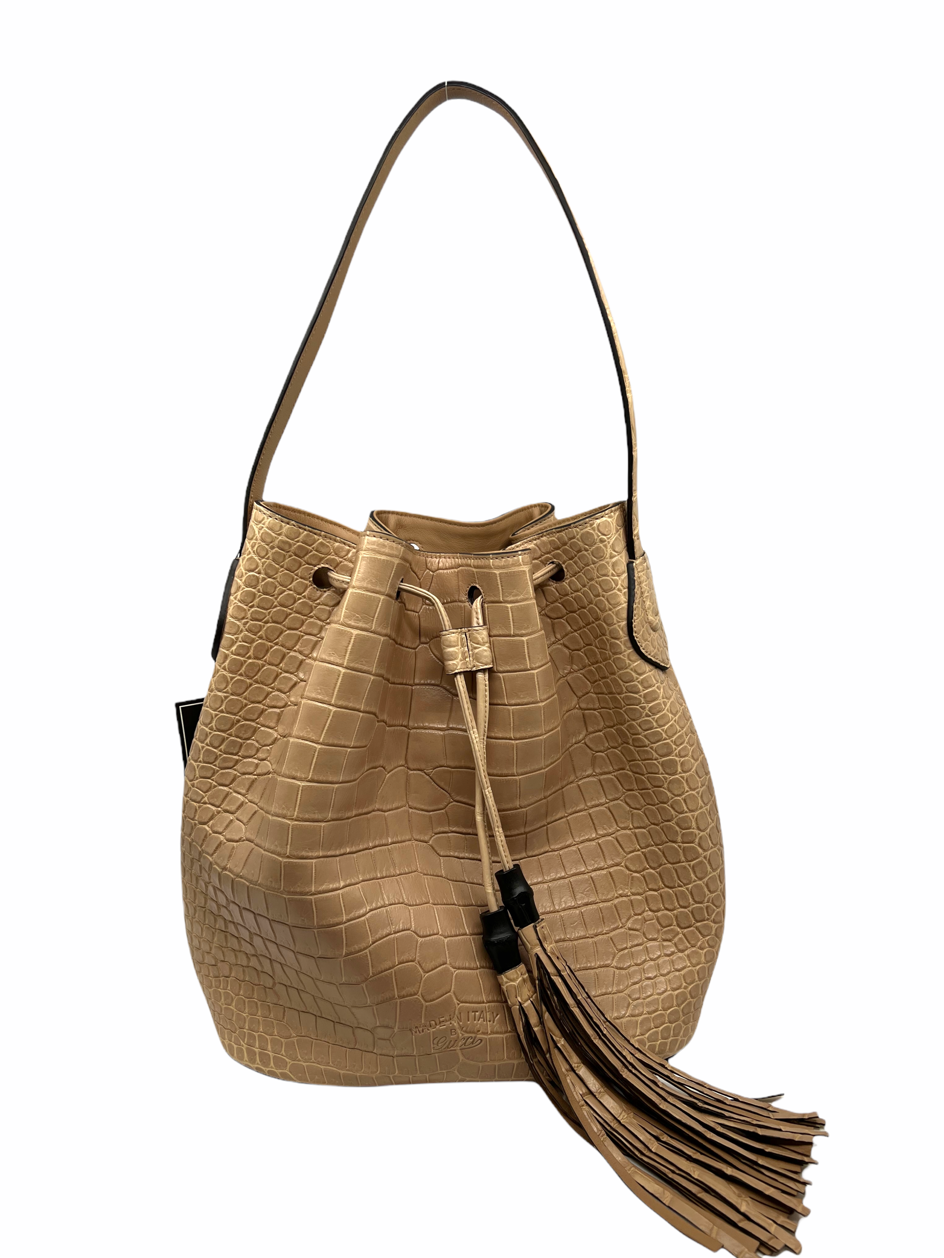 Gucci Lady Tassel Crocodile Bucket Bag