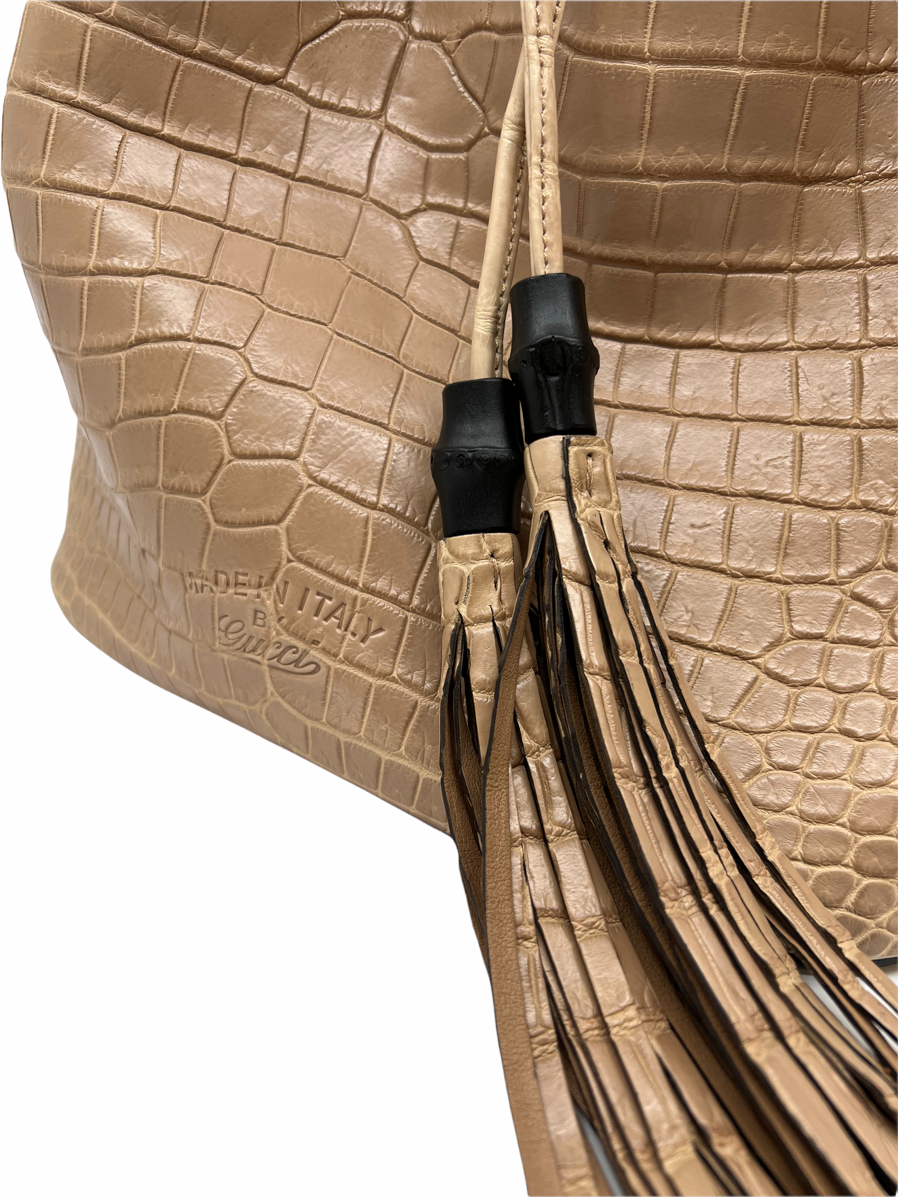 Gucci Lady Tassel Crocodile Bucket Bag