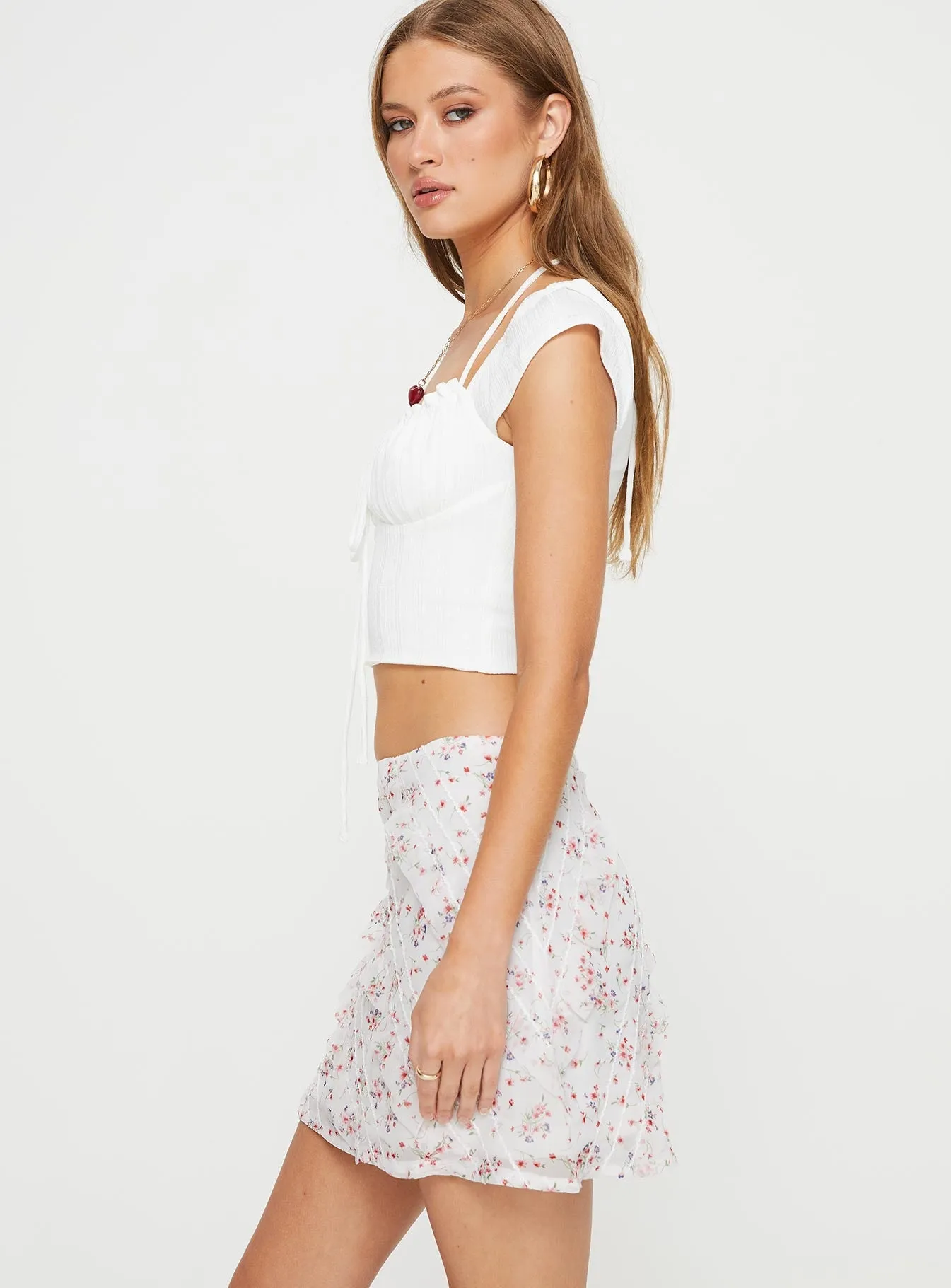 Hasmyn Mini Skirt White / Floral