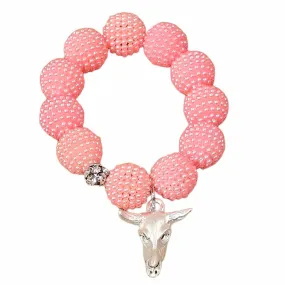 KIG Pink Bead Skull Chunky Bracelet