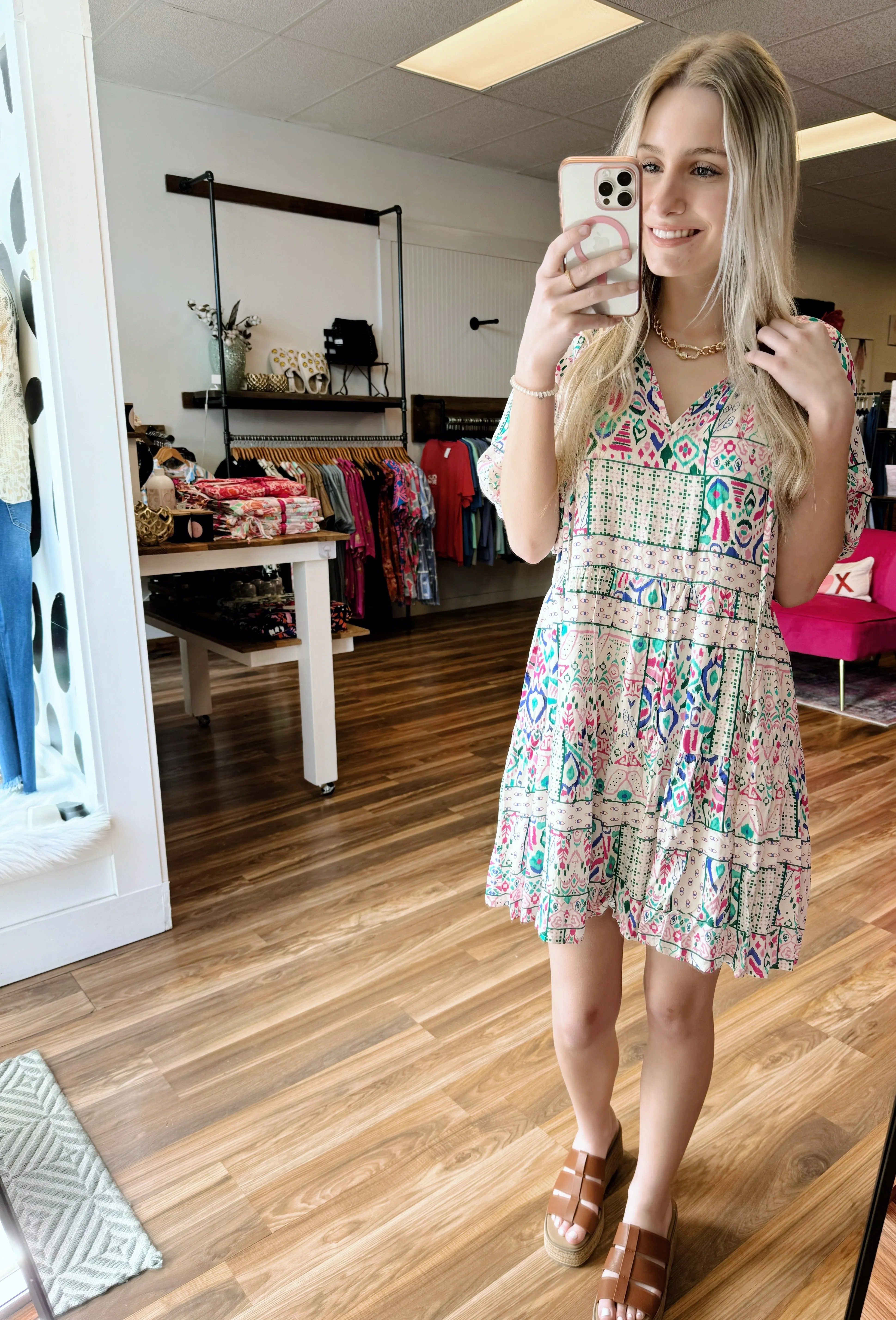 Madie Printed Short Sleeve Dress