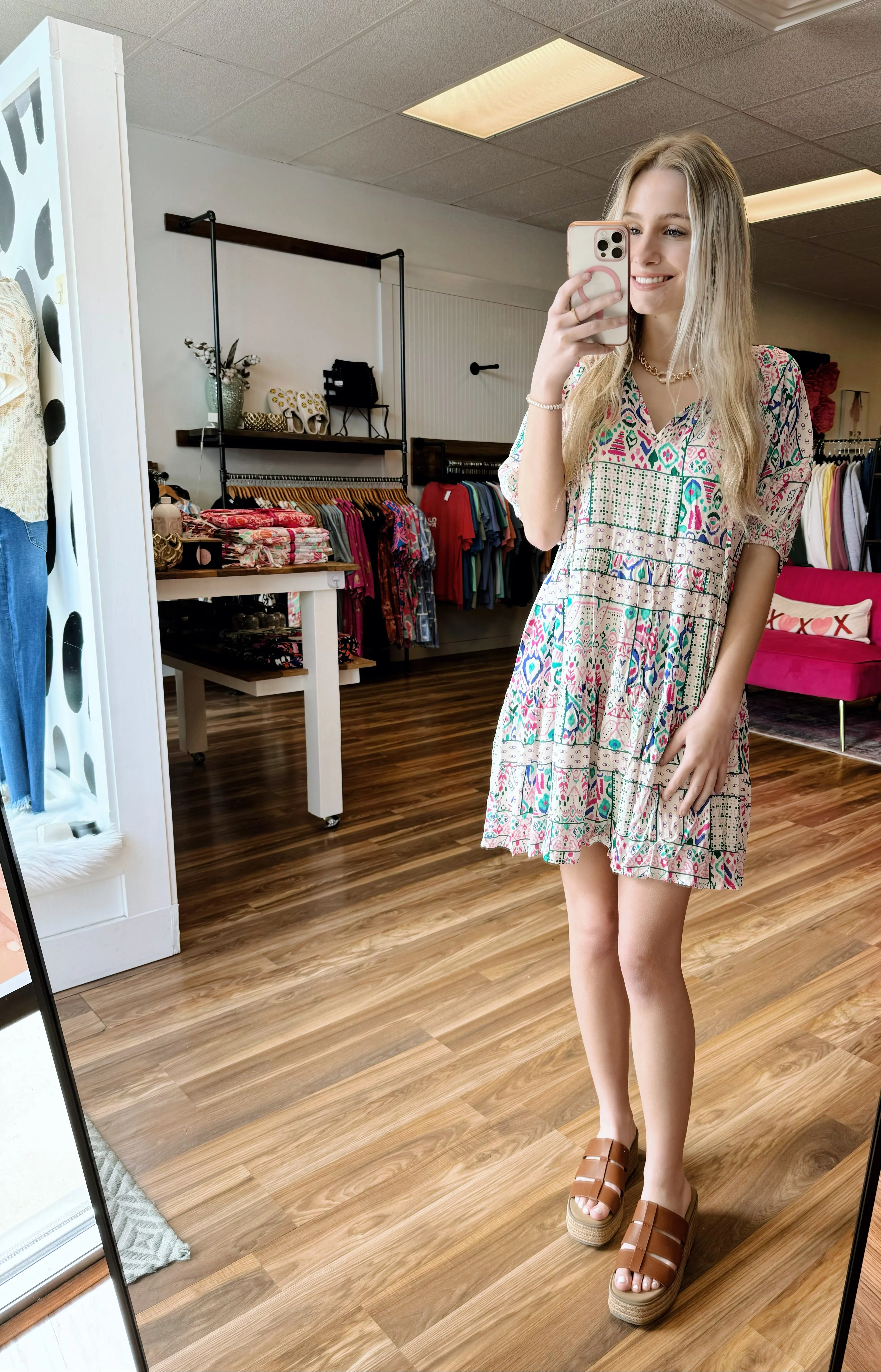 Madie Printed Short Sleeve Dress