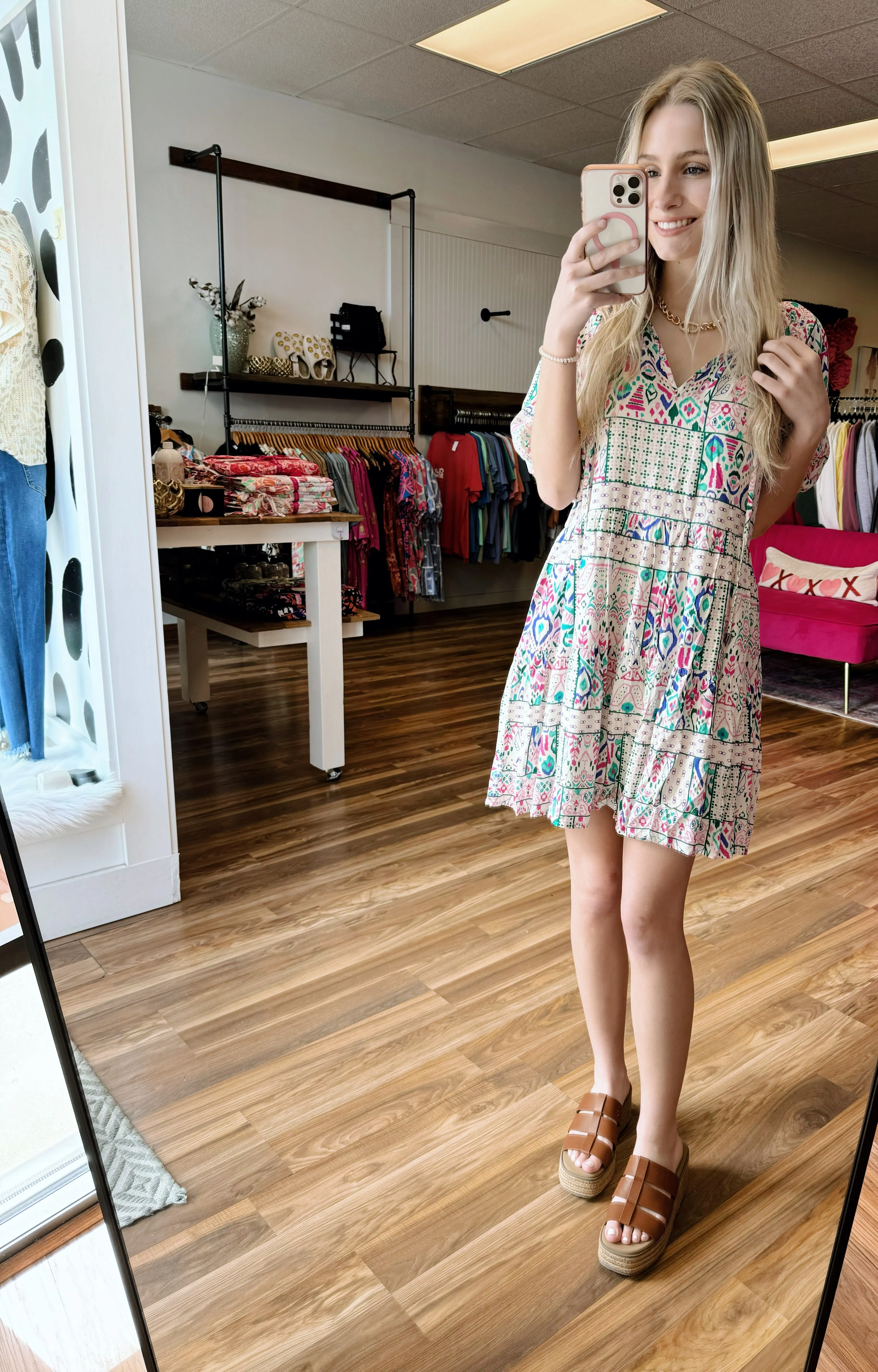 Madie Printed Short Sleeve Dress