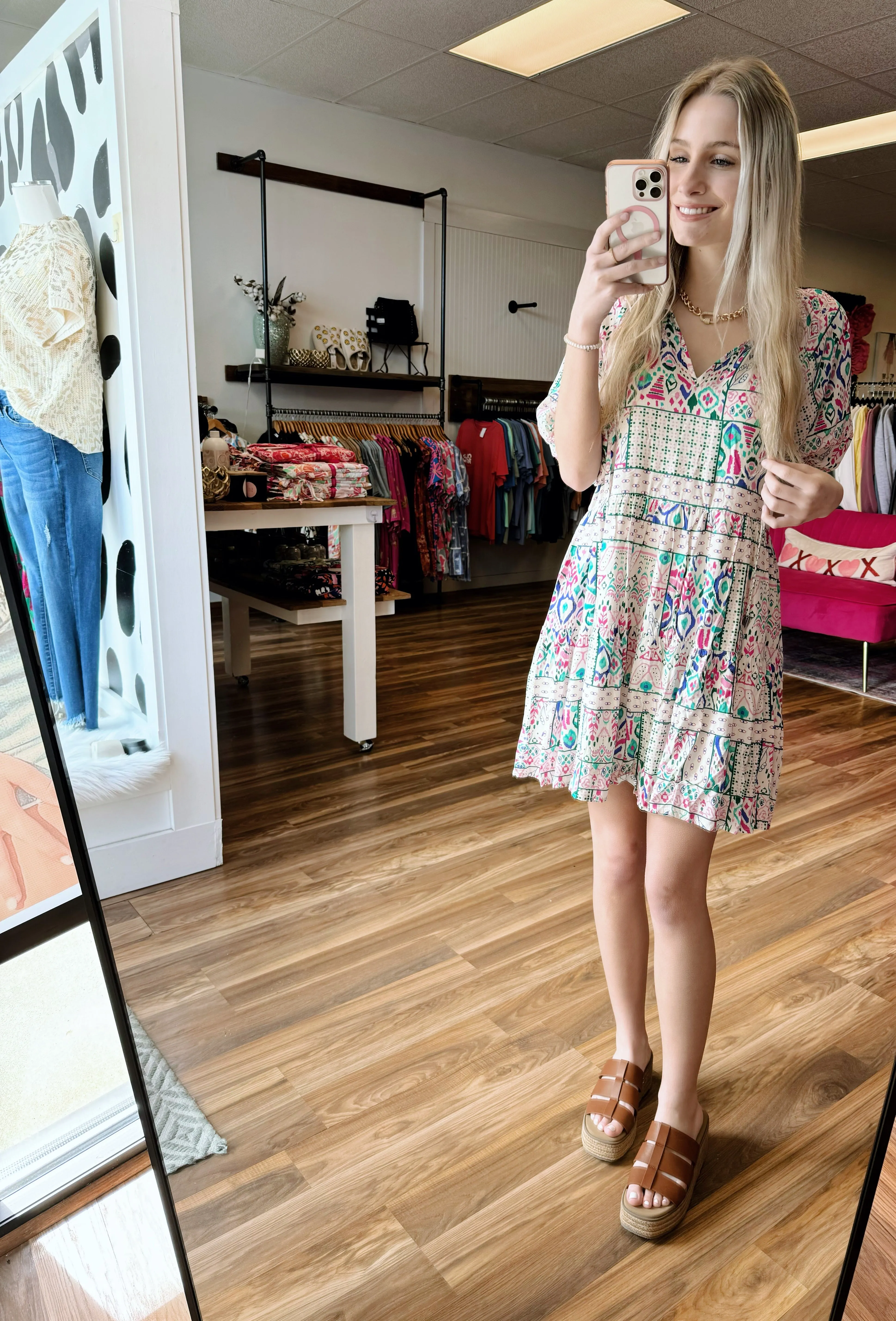 Madie Printed Short Sleeve Dress