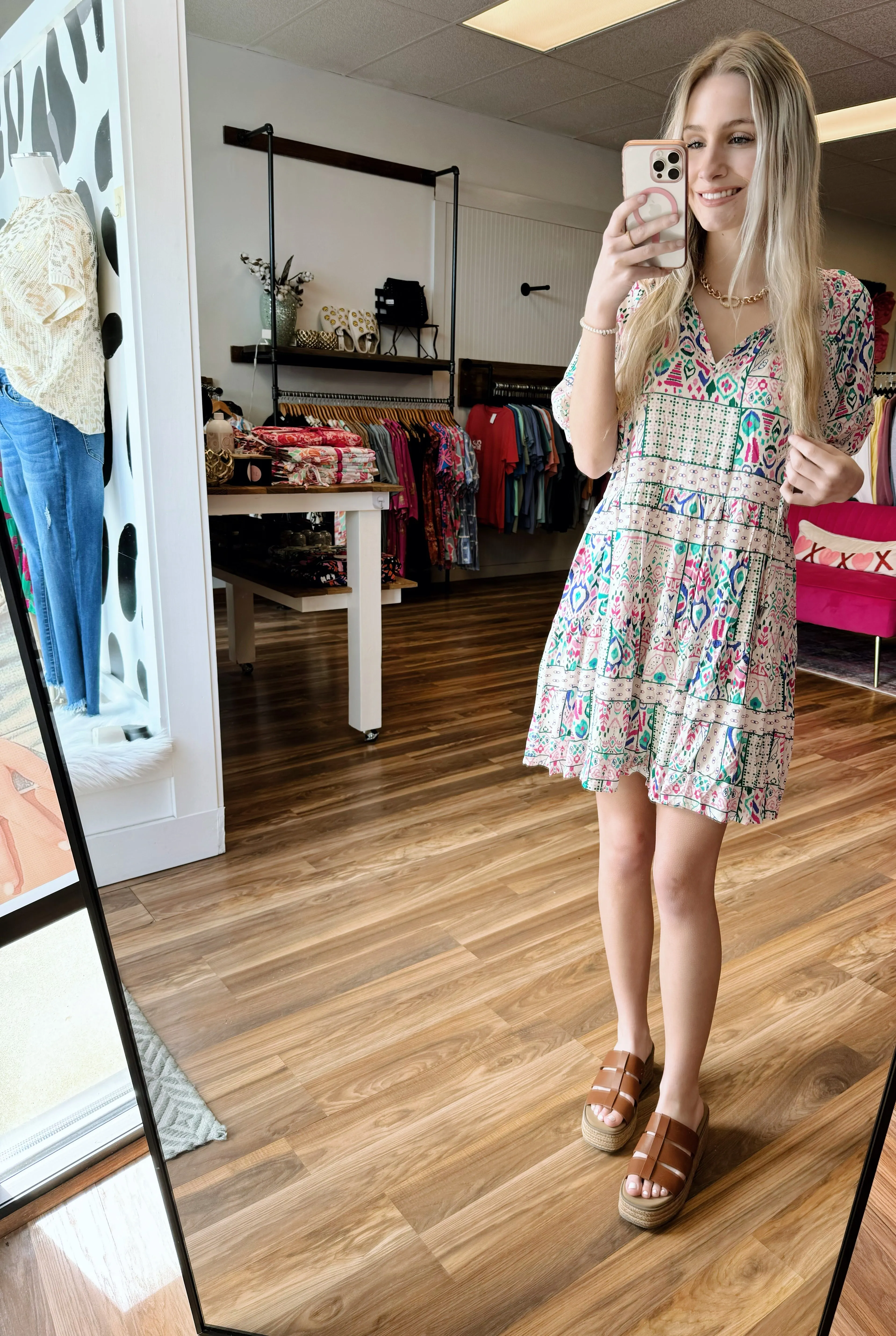 Madie Printed Short Sleeve Dress