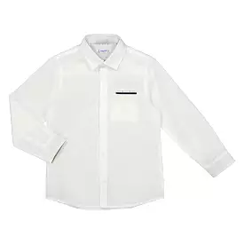 Mayoral Mini Long Sleeve Linen Dress Shirt_ White 3165-40