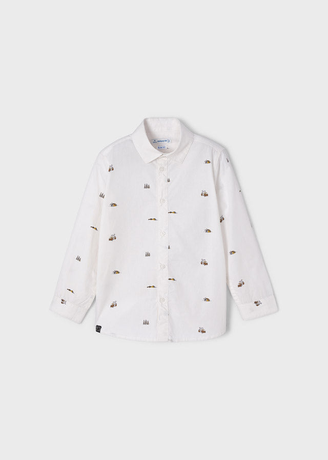 Mayoral Mini L/S Patterned Dress Shirt _White 4186-48