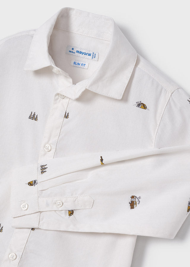 Mayoral Mini L/S Patterned Dress Shirt _White 4186-48