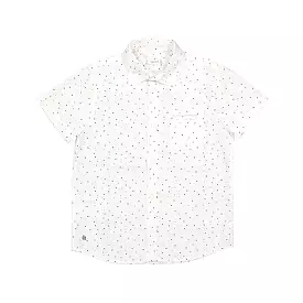 Mayoral Mini Micropatterned Short Sleeve Dress Shirt_White 3163