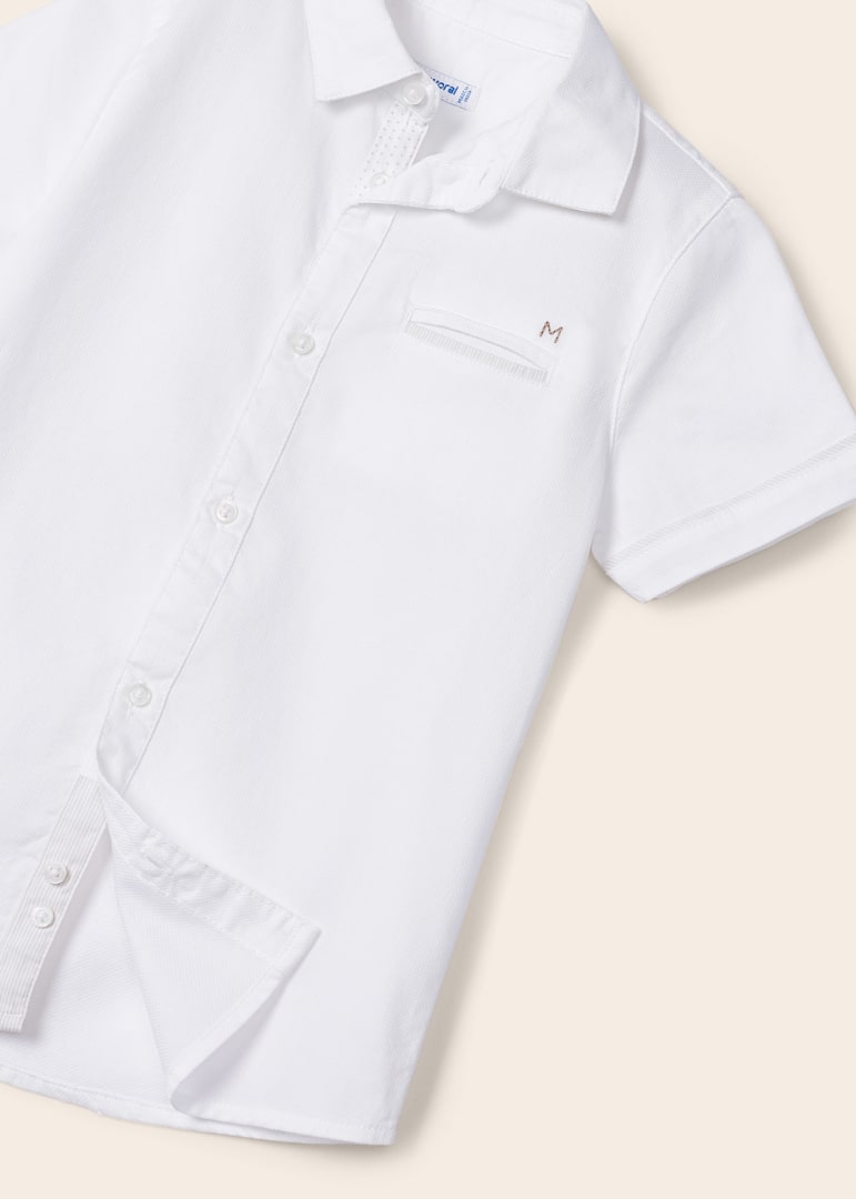 Mayoral Mini Short Sleeve Dress Shirt_ White 3159