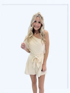 Mikayla One-Shoulder Cream Romper