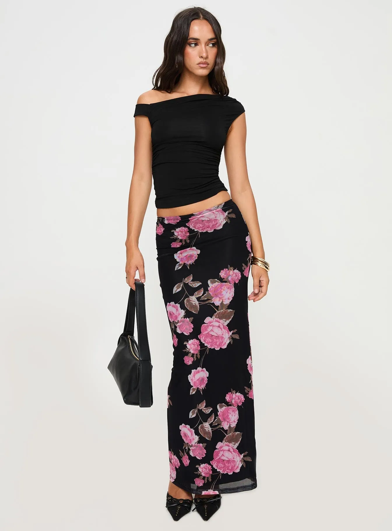 Modalla Maxi Skirt Black Floral