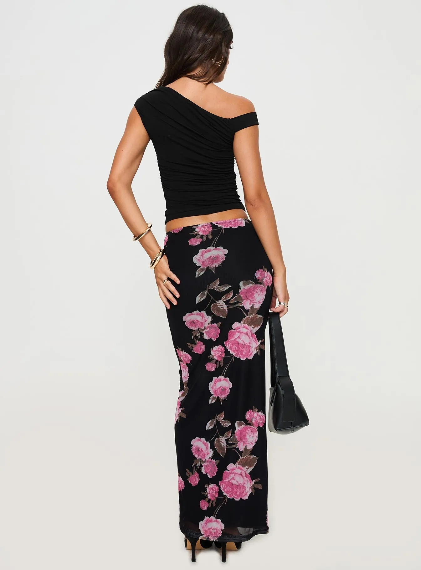 Modalla Maxi Skirt Black Floral