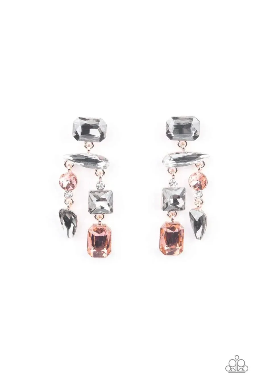 Paparazzi Accessories: Hazard Pay - Multi Earrings Rose Gold