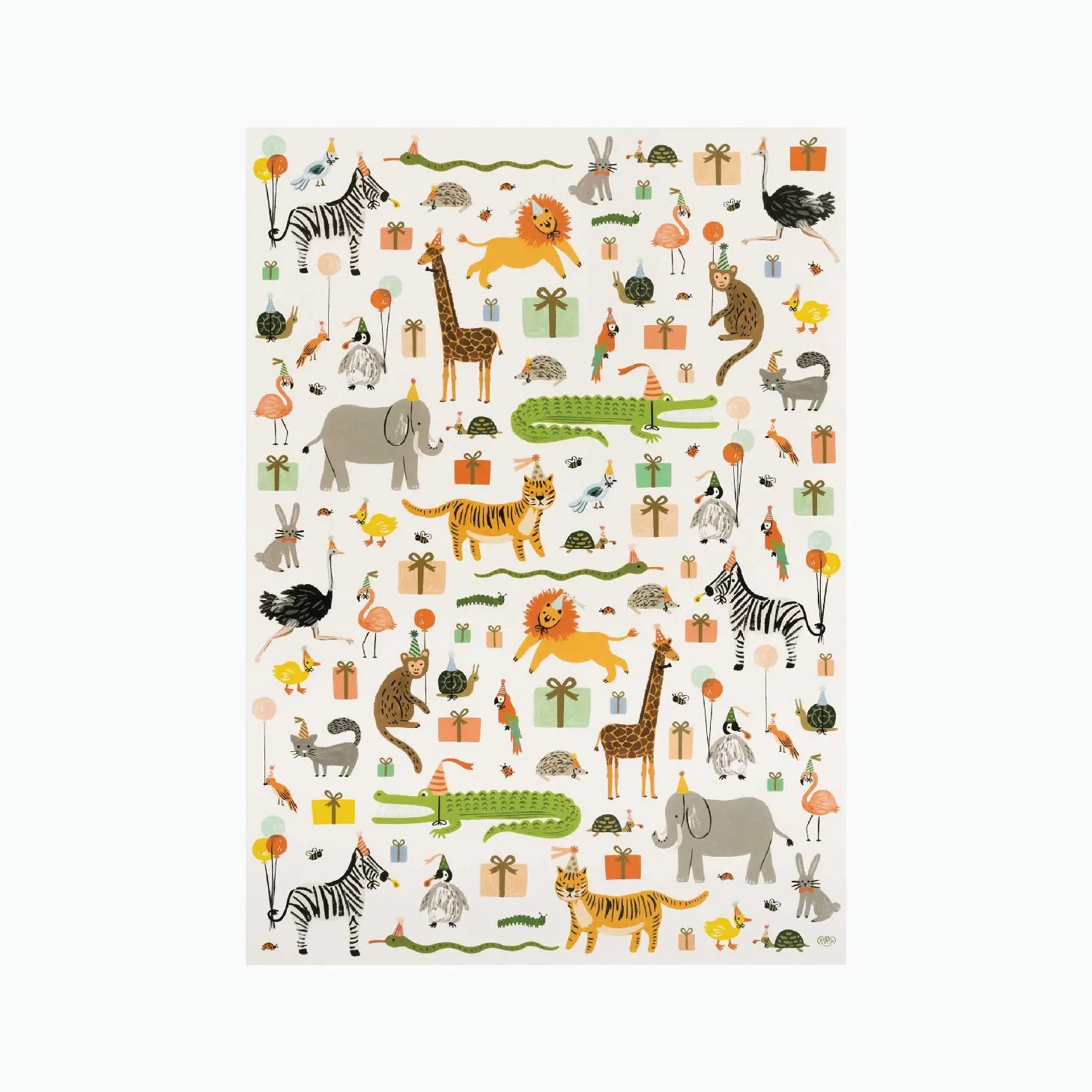 Party Animals Wrapping Sheets- Roll Of 3