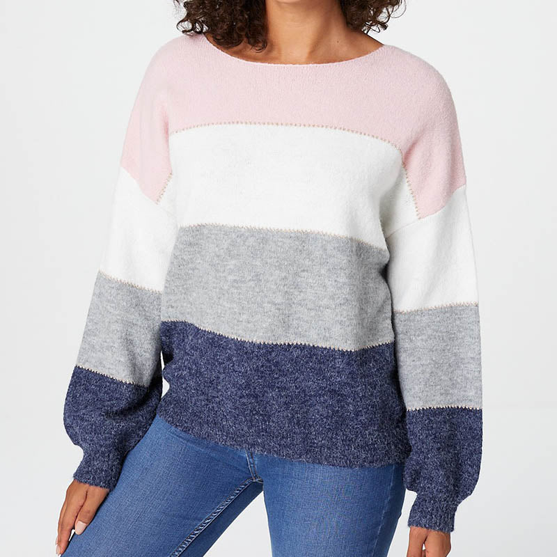 Pink, White & Blue Long Sleeve Knit