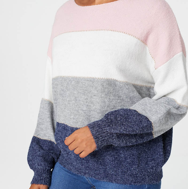 Pink, White & Blue Long Sleeve Knit