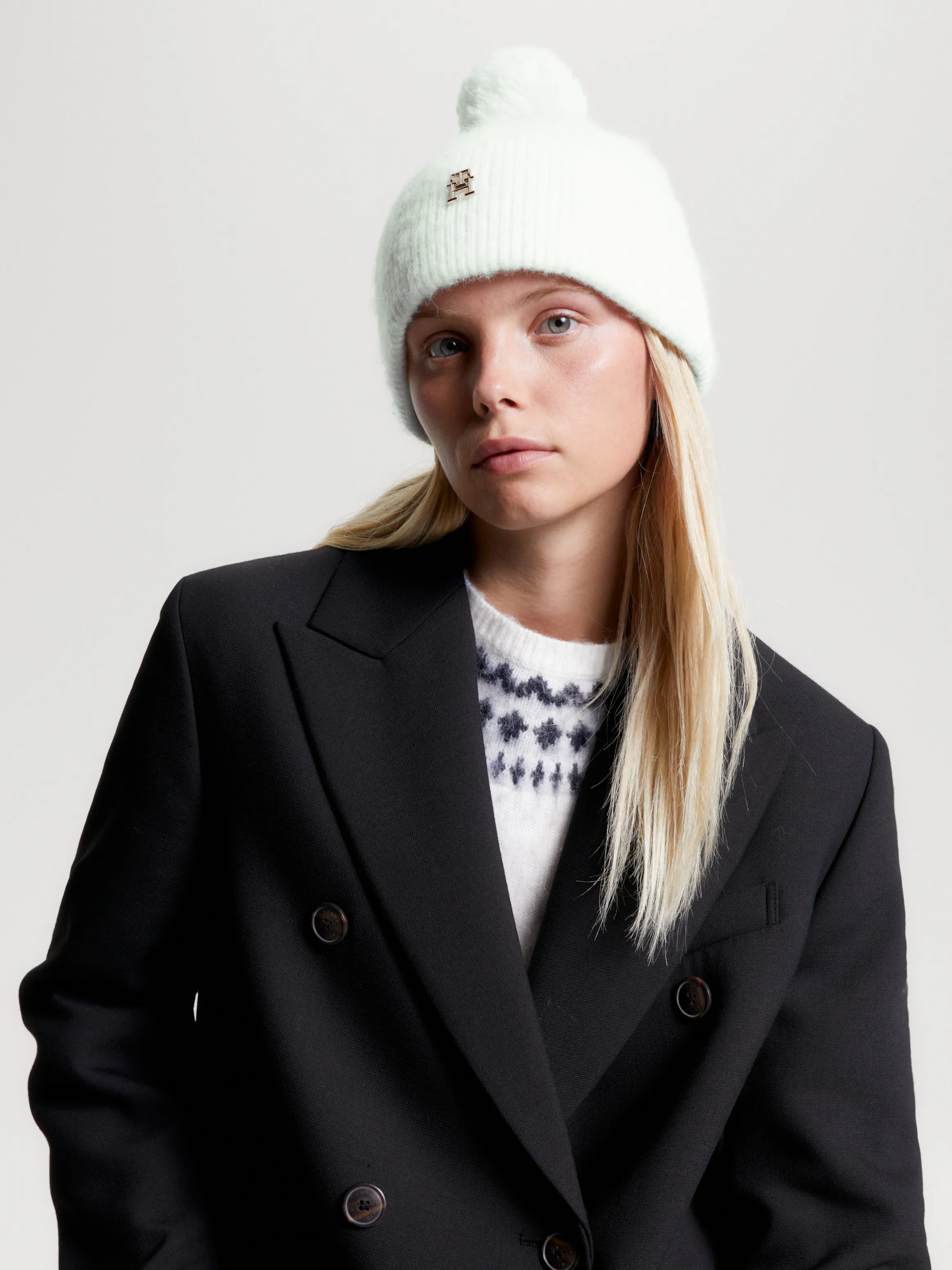 Pom Pom TH Monogram Beanie | Hats | Tommy Hilfiger