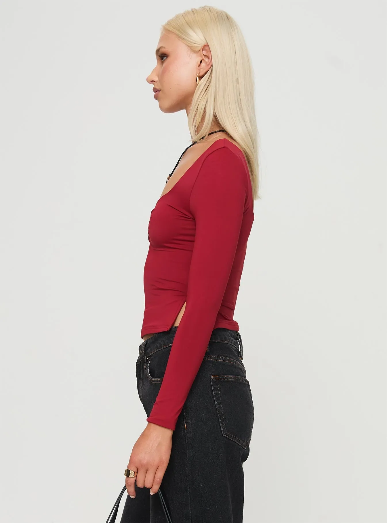 Rehna Long Sleeve Top Burgundy