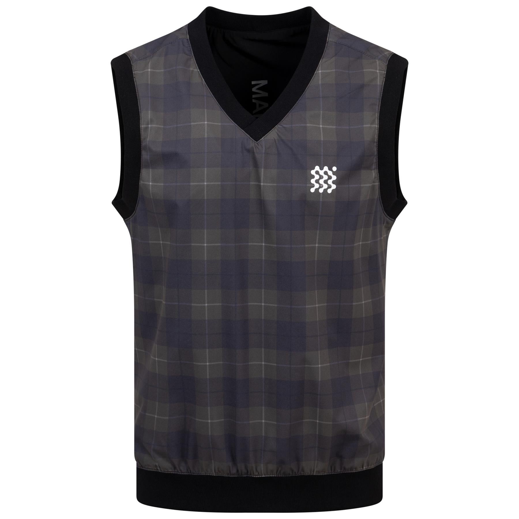 Reversible Legacy V-Neck Gilet Black Check - SS24