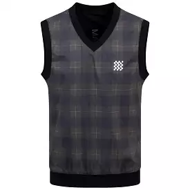 Reversible Legacy V-Neck Gilet Black Check - SS24