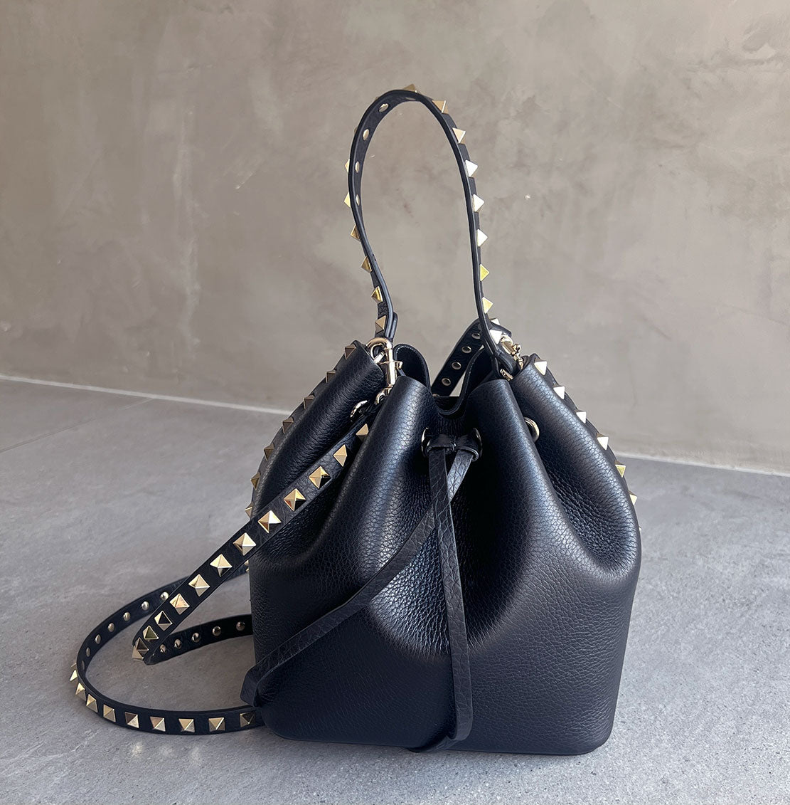 Rockstud Bucket Bag, Black