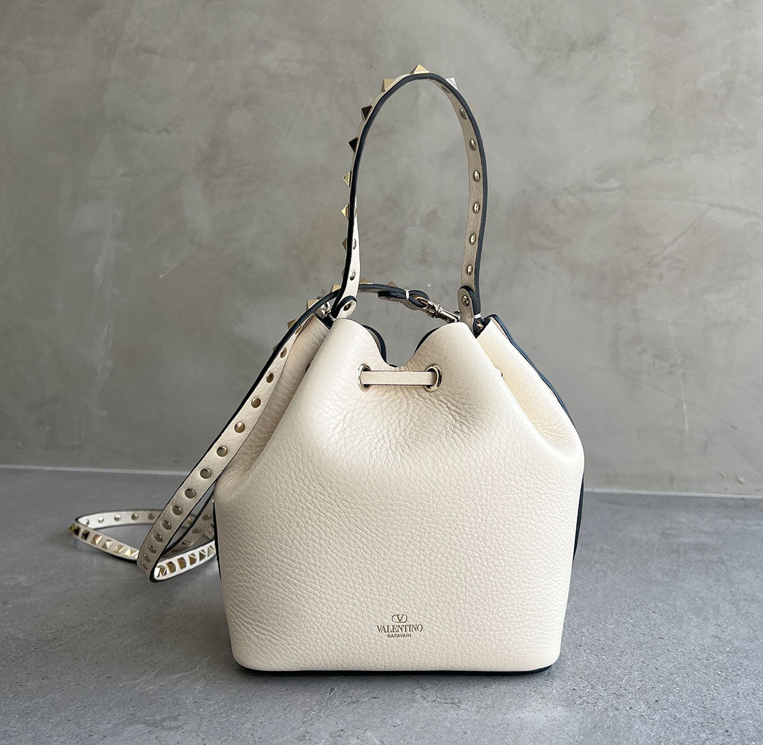 Rockstud Bucket Bag, Ivory