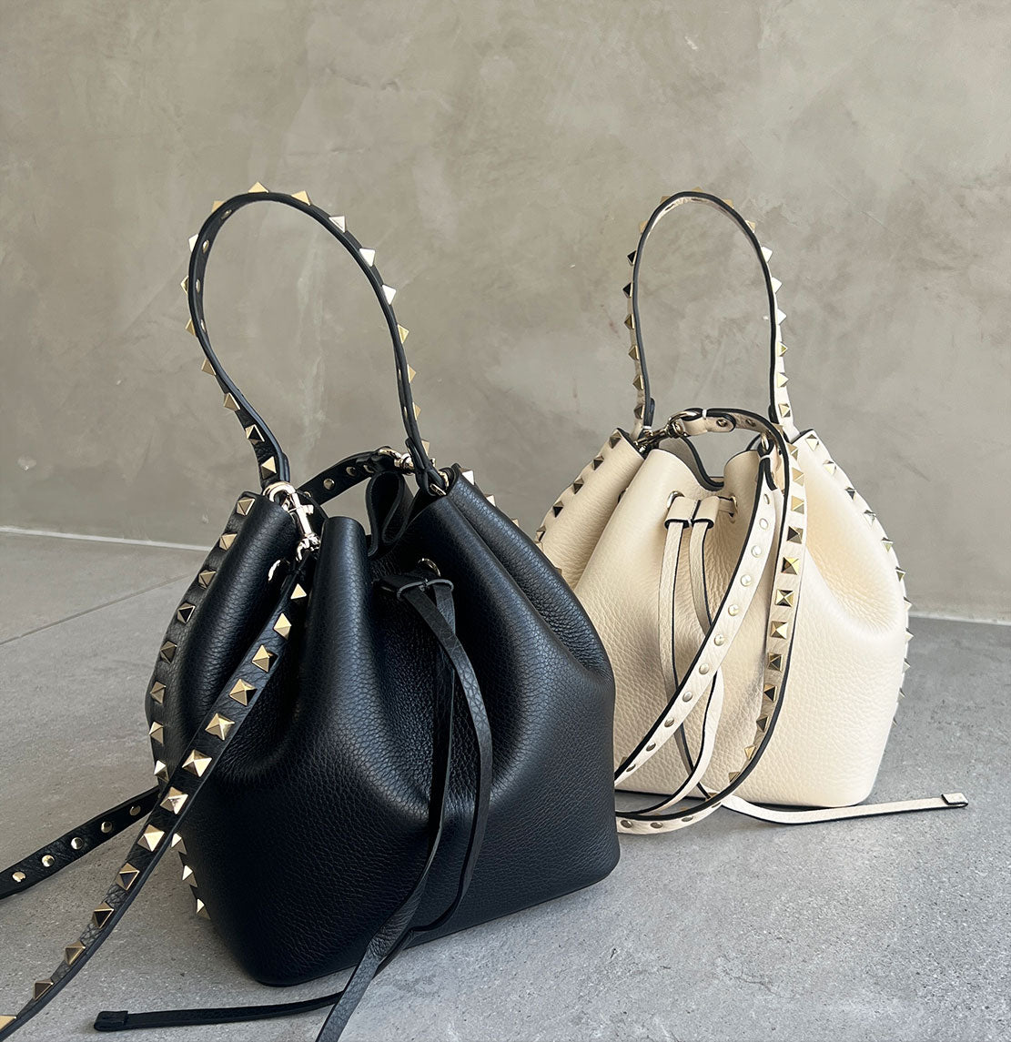 Rockstud Bucket Bag, Ivory