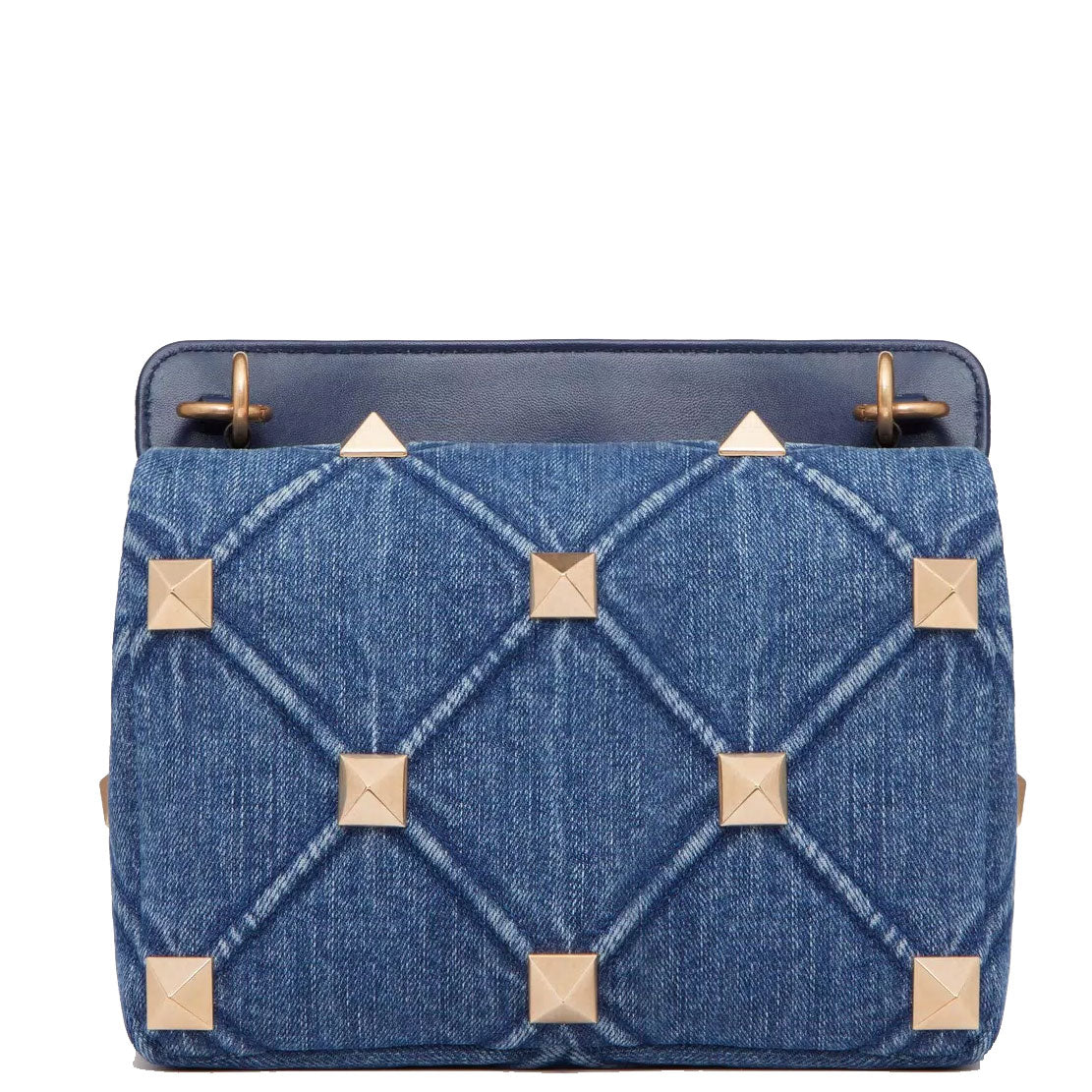 Roman Stud Grained Medium Bag, Denim